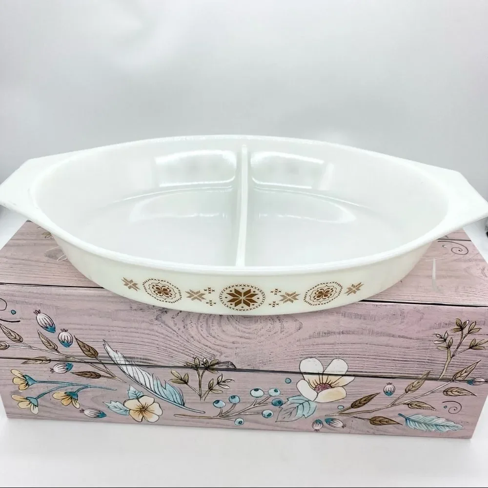 Vintage Pyrex Town and County Divided Casserole Dish